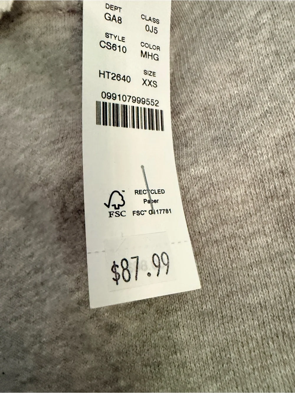 J. Crew Light Gray Sweatshirt with White Floral Lace Collar NWT